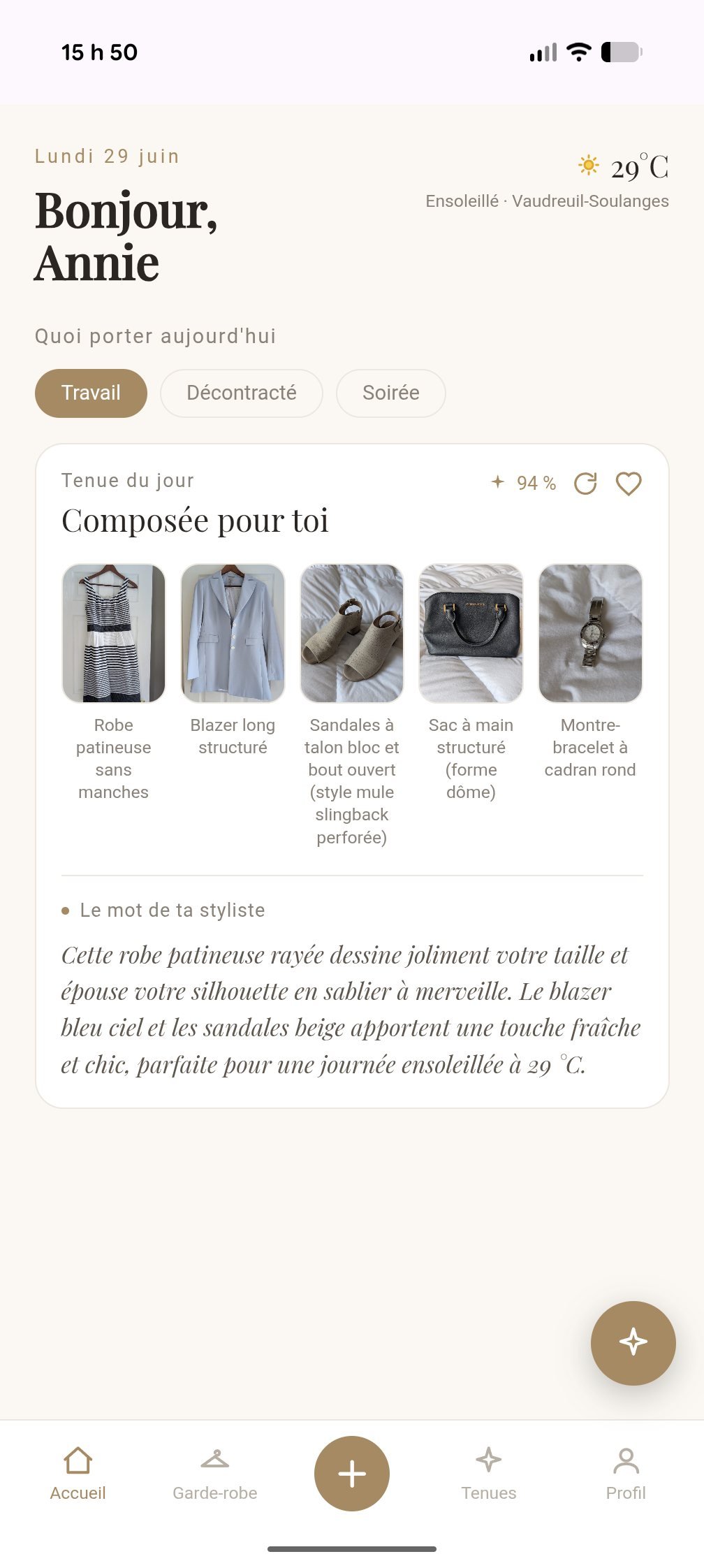 Tenue du jour